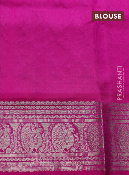 Venkatagiri silk saree dual shade of pink  and pink with allover silver zari woven buttas and silver zari woven border