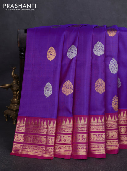 Venkatagiri silk saree purple and pink with allover silver & zari woven buttas and zari woven border
