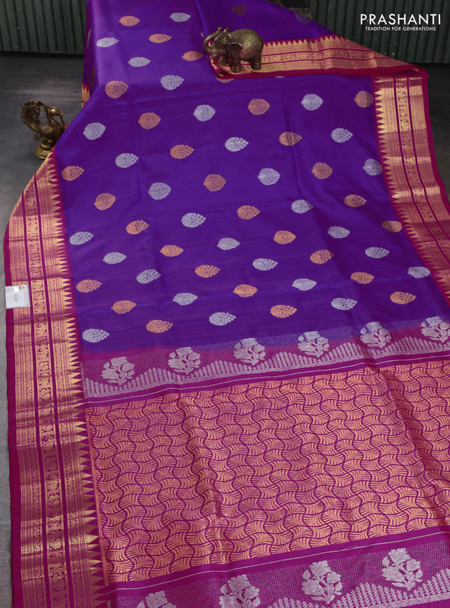 Venkatagiri silk saree purple and pink with allover silver & zari woven buttas and zari woven border