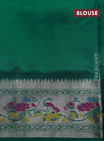 Venkatagiri silk saree teal green and green with allover silver zari woven buttas and silver zari woven border