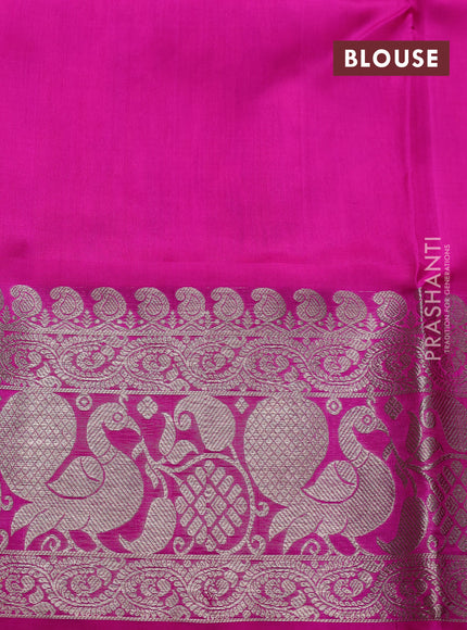 Venkatagiri silk saree candy pink and pink with allover silver zari woven buttas and long silver zari woven border