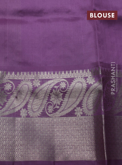 Venkatagiri silk saree pastel lavender with allover silver zari woven buttas and long silver zari woven border