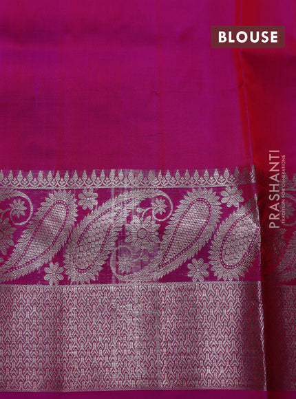 Venkatagiri silk saree candy pink with allover silver zari woven buttas and long silver zari woven border