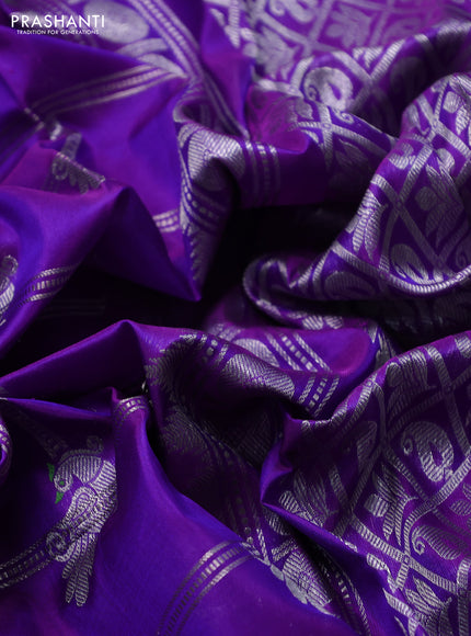 Venkatagiri silk saree violet with allover silver zari woven buttas and long zari woven border