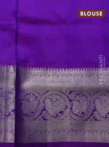 Venkatagiri silk saree violet with allover silver zari woven buttas and long zari woven border