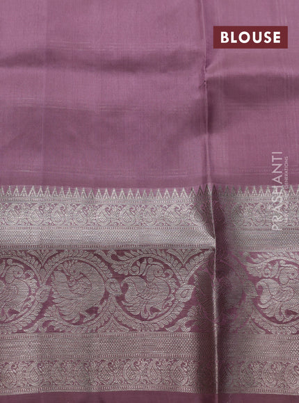 Venkatagiri silk saree pastel pink with allover silver zari checks & buttas and long silver zari woven border