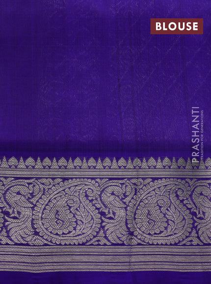 Venkatagiri silk saree blue with allover zigzag silver zari weaves and silver zari woven border