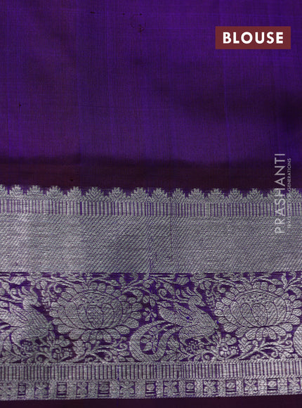 Venkatagiri silk saree violet with allover silver zari checks & buttas and silver zari woven border