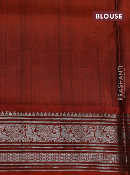 Venkatagiri silk saree orange with allover silver zari nwoven buttas and silver zari woven border