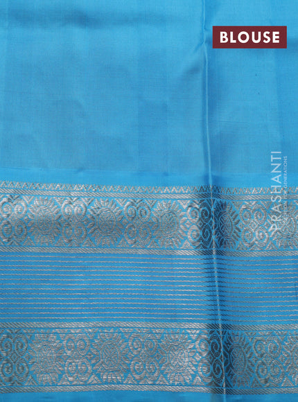 Venkatagiri silk saree purple and cs blue with allover silver zari woven buttas and silver zari woven border