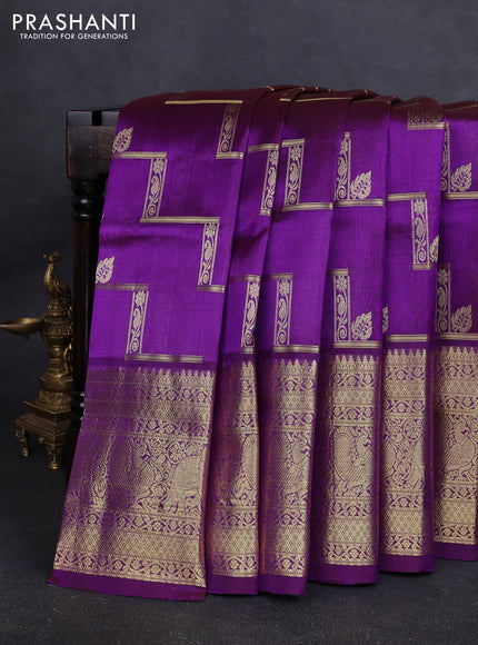 Venkatagiri silk saree purple with allover zari weaves & buttas and long zari woven border
