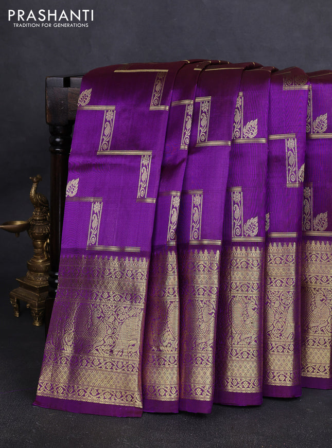 Venkatagiri silk saree purple with allover zari weaves & buttas and long zari woven border