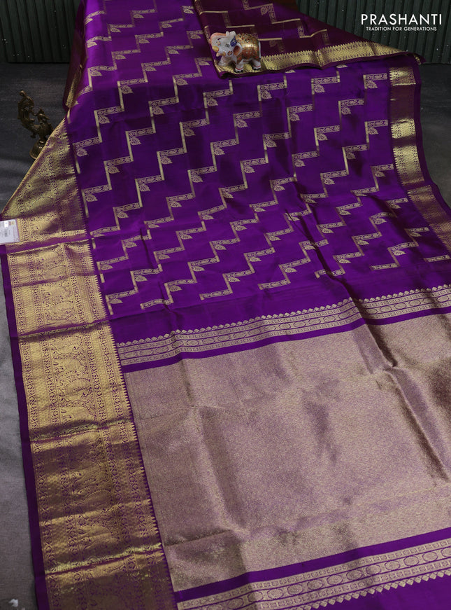 Venkatagiri silk saree purple with allover zari weaves & buttas and long zari woven border