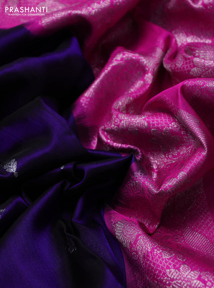 Venkatagiri silk saree violet and pink with allover silver zari woven buttas and siver zari woven border
