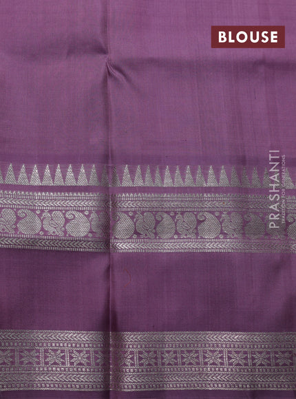 Venkatagiri silk saree pastel purple with allover silver zari woven buttas and rettapet silver zari woven border