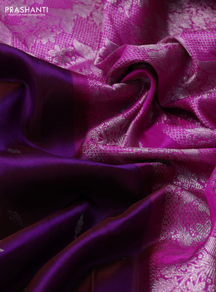 Venkatagiri silk saree purple and dark pink with allover silver zari woven buttas and silver zari woven border