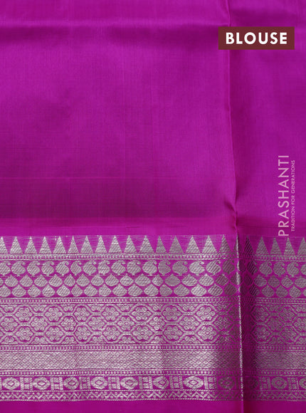 Venkatagiri silk saree purple and dark pink with allover silver zari woven buttas and silver zari woven border