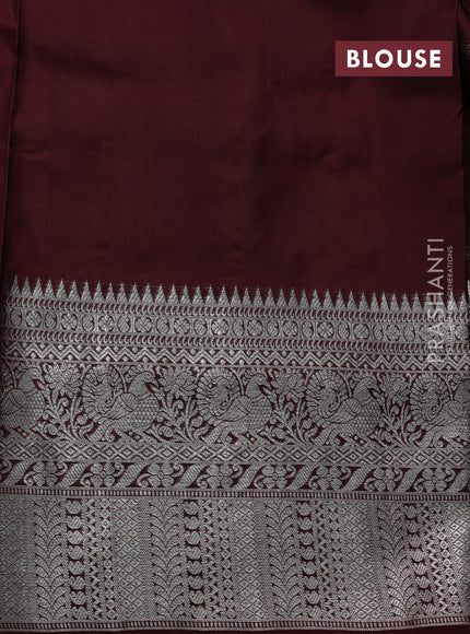 Venkatagiri silk saree coffee brown with allover silver zari checks & buttas and long zari woven border