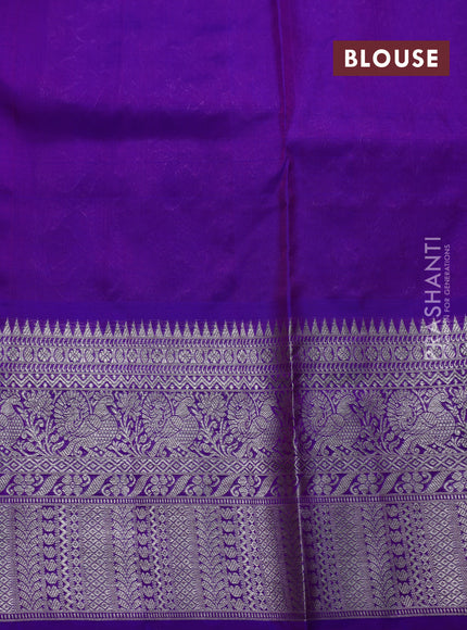Venkatagiri silk saree dual shade of purple with allover silver zari checks & buttas and long zari woven border