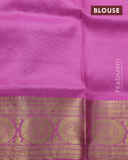 Venkatagiri silk saree violet and light pink with allover silver & zari checks & buttas and zari woven border