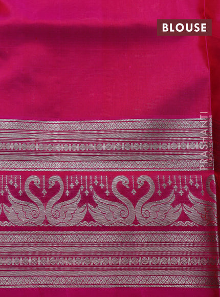 Venkatagiri silk saree red and pink with allover silver zari vairosi & buttas and long silver zari woven border