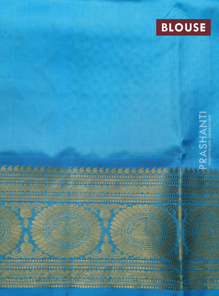Venkatagiri silk saree royal blue and cs blue with allover silver & zari checks buttas and zari woven border