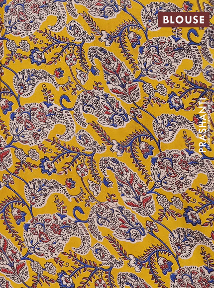 Mangalagiri cotton saree maroon and yellow with plain body and rettapet zari woven kalamkari border