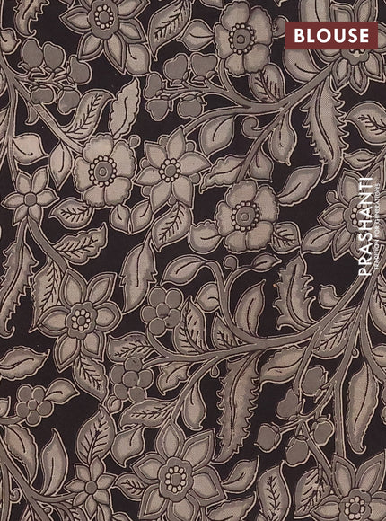 Mangalagiri cotton saree peach shade and black with plain body and rettapet zari woven kalamkari border