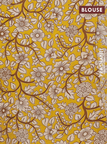 Mangalagiri cotton saree black and yellow with plain body and rettapet zari woven kalamkari border