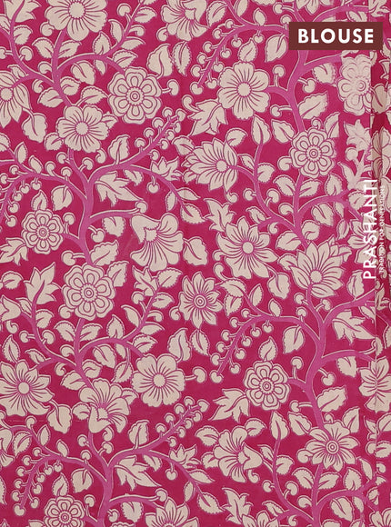 Mangalagiri cotton saree dark beige and wine shade with plain body and rettapet zari woven kalamkari border