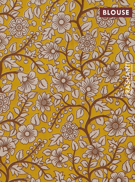 Mangalagiri cotton saree coffee brown and yellow with plain body and rettapet zari woven kalamkari border