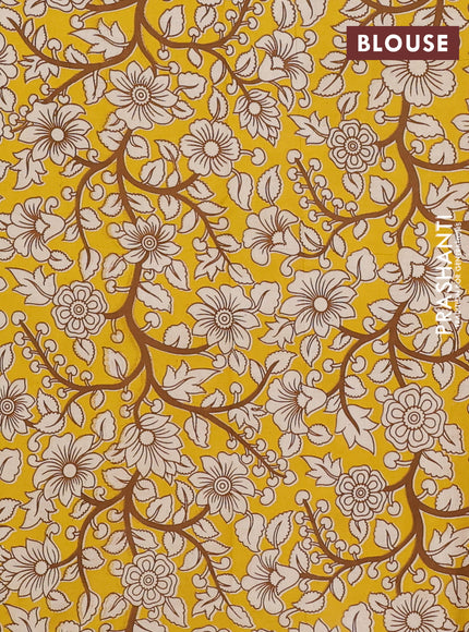 Mangalagiri cotton saree sandal and yellow with plain body and rettapet zari woven kalamkari border