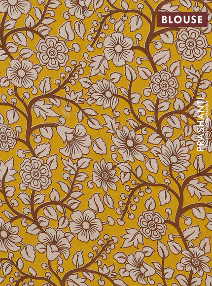 Mangalagiri cotton saree dark pink and yellow with plain body and rettapet zari woven kalamkari border