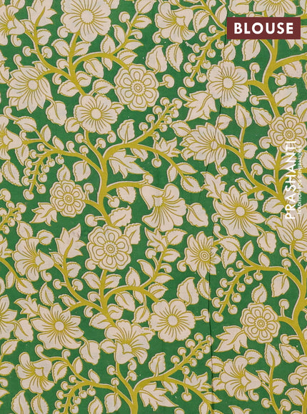 Mangalagiri cotton saree yellow and green with plain body and rettapet zari woven kalamkari border