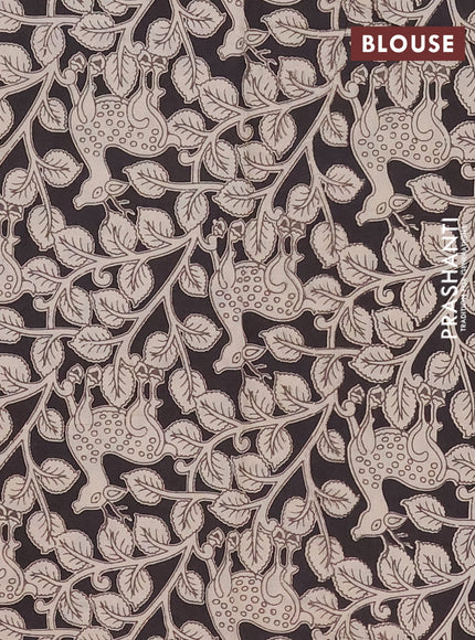Mangalagiri cotton saree teal green and black with plain body and rettapet zari woven kalamkari border