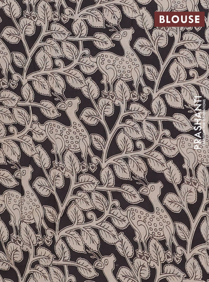 Mangalagiri cotton saree purple and black with plain body and rettapet zari woven kalamkari border
