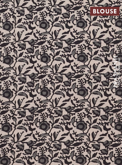 Mangalagiri cotton saree black and beige with plain body and rettapet zari woven kalamkari border