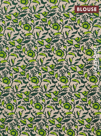 Mangalagiri cotton saree light green and beige with plain body and rettapet zari woven kalamkari border