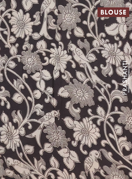 Mangalagiri cotton saree deep purple and black with plain body and rettapet zari woven kalamkari border