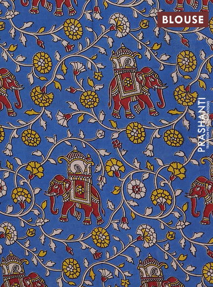 Mangalagiri cotton saree purple and blue with plain body and rettapet zari woven kalamkari border