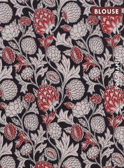 Mangalagiri cotton saree maroon and black with plain body and rettapet zari woven kalamkari border