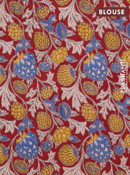 Mangalagiri cotton saree light green and maroon with plain body and rettapet zari woven kalamkari border