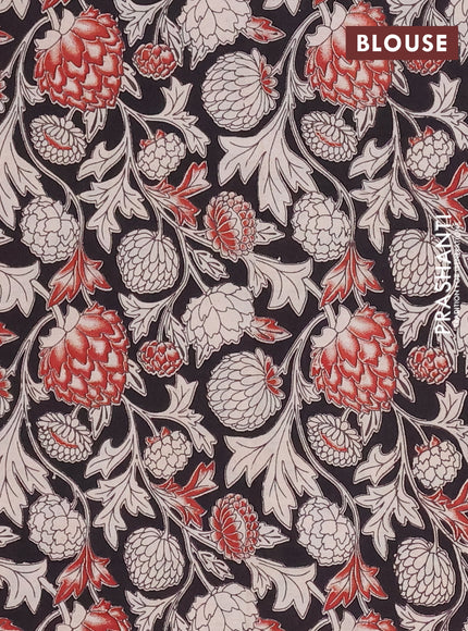 Mangalagiri cotton saree red and black with plain body and rettapet zari woven kalamkari border