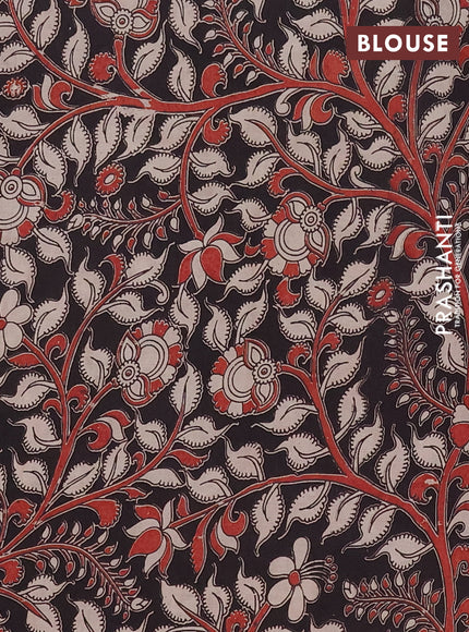 Mangalagiri cotton saree deep maroon and black with plain body and rettapet zari woven kalamkari border