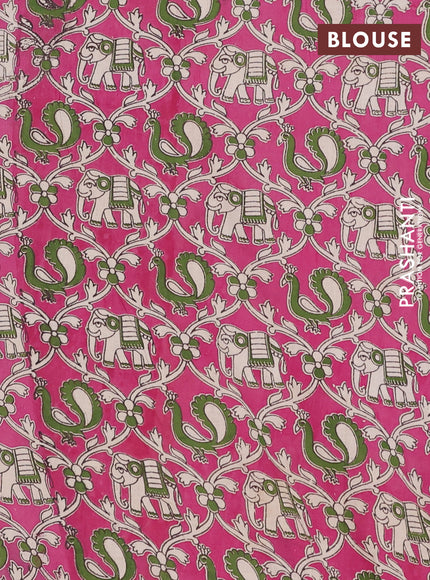 Mangalagiri cotton saree black and pink with plain body and rettapet zari woven kalamkari border