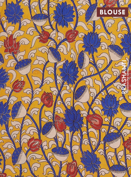 Mangalagiri cotton saree red and yellow with plain body and rettapet zari woven kalamkari border