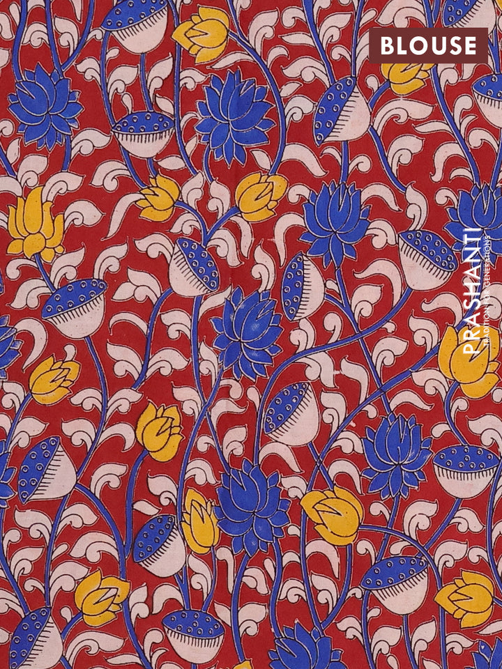 Mangalagiri cotton saree beige and maroon with plain body and rettapet zari woven kalamkari border