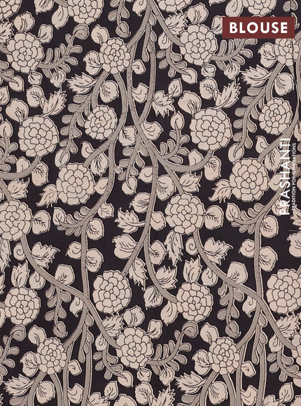 Mangalagiri cotton saree light pink and black with plain body and rettapet zari woven kalamkari border