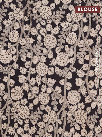 Mangalagiri cotton saree dark beige and black with plain body and rettapet zari woven kalamkari border
