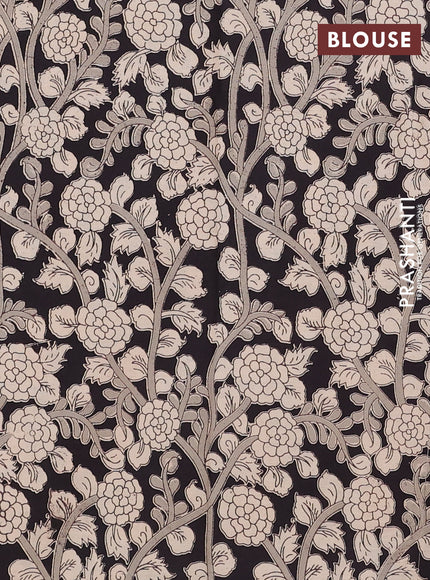 Mangalagiri cotton saree peach shade and black with plain body and rettapet zari woven kalamkari border